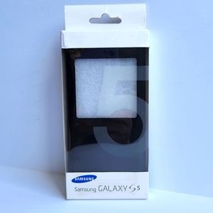 Samsung Galaxy S5 S View Cover Black Leather Phone Case
